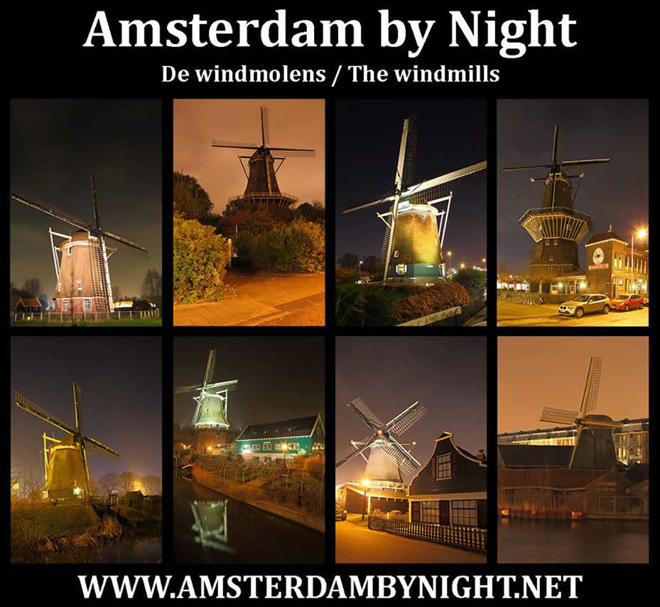 Windmolens Amsterdam Nacht